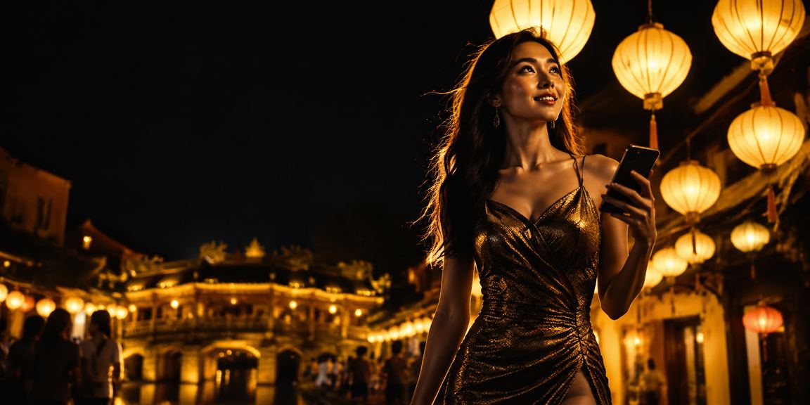 Người hâm mộ thể thao tại chợ đêm Hội An theo dõi kết quả cược trên điện thoại