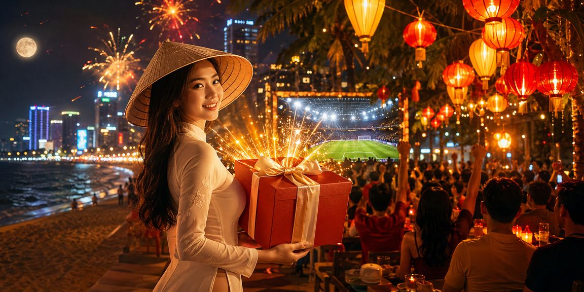 Người dùng tại Hội An truy cập dịch vụ trực tuyến dưới ánh đèn lồng truyền thống